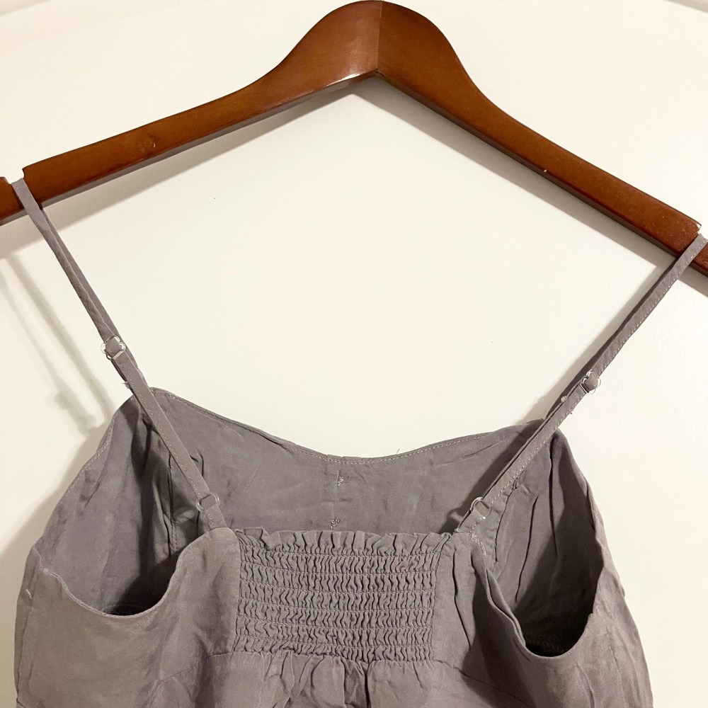 Kirra gray camisole tank top lace-trimmed button detail spaghetti strap Sz M - Picture 6 of 11